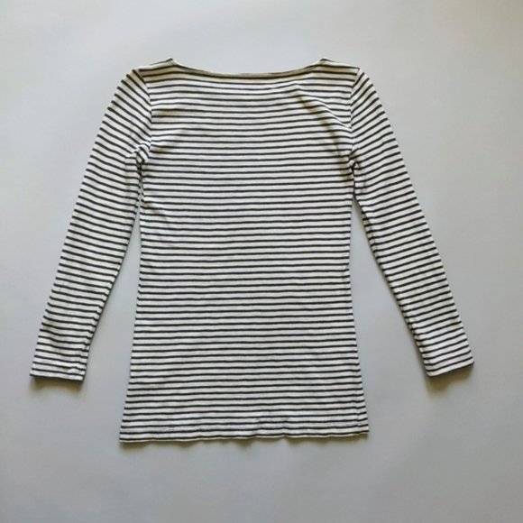 Black and White Striped Long Sleeve Tee XS Jcrew - Picture 2 of 4